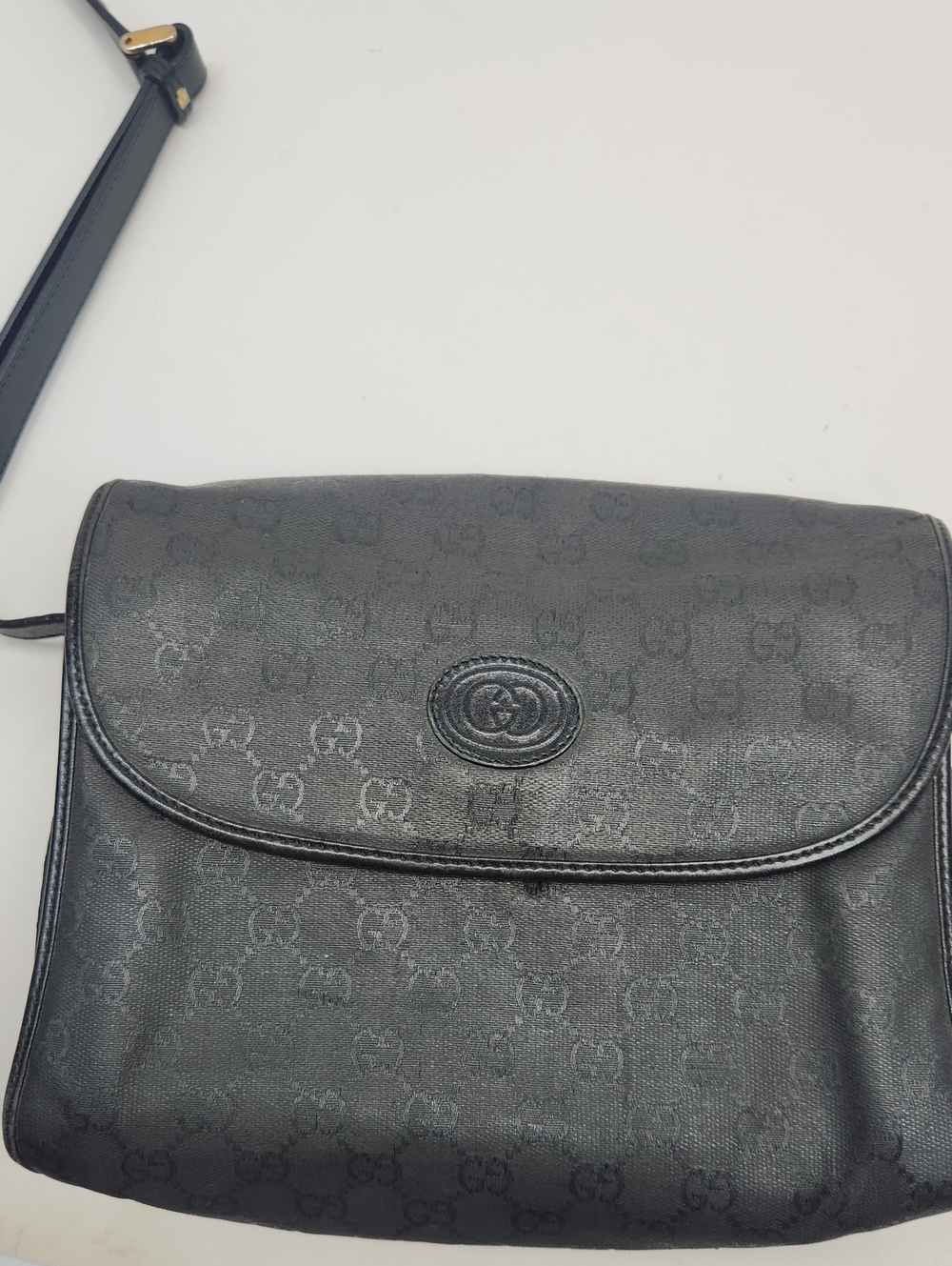 Gucci Black Monogram Crossbody Bag VINTAGE PIECE